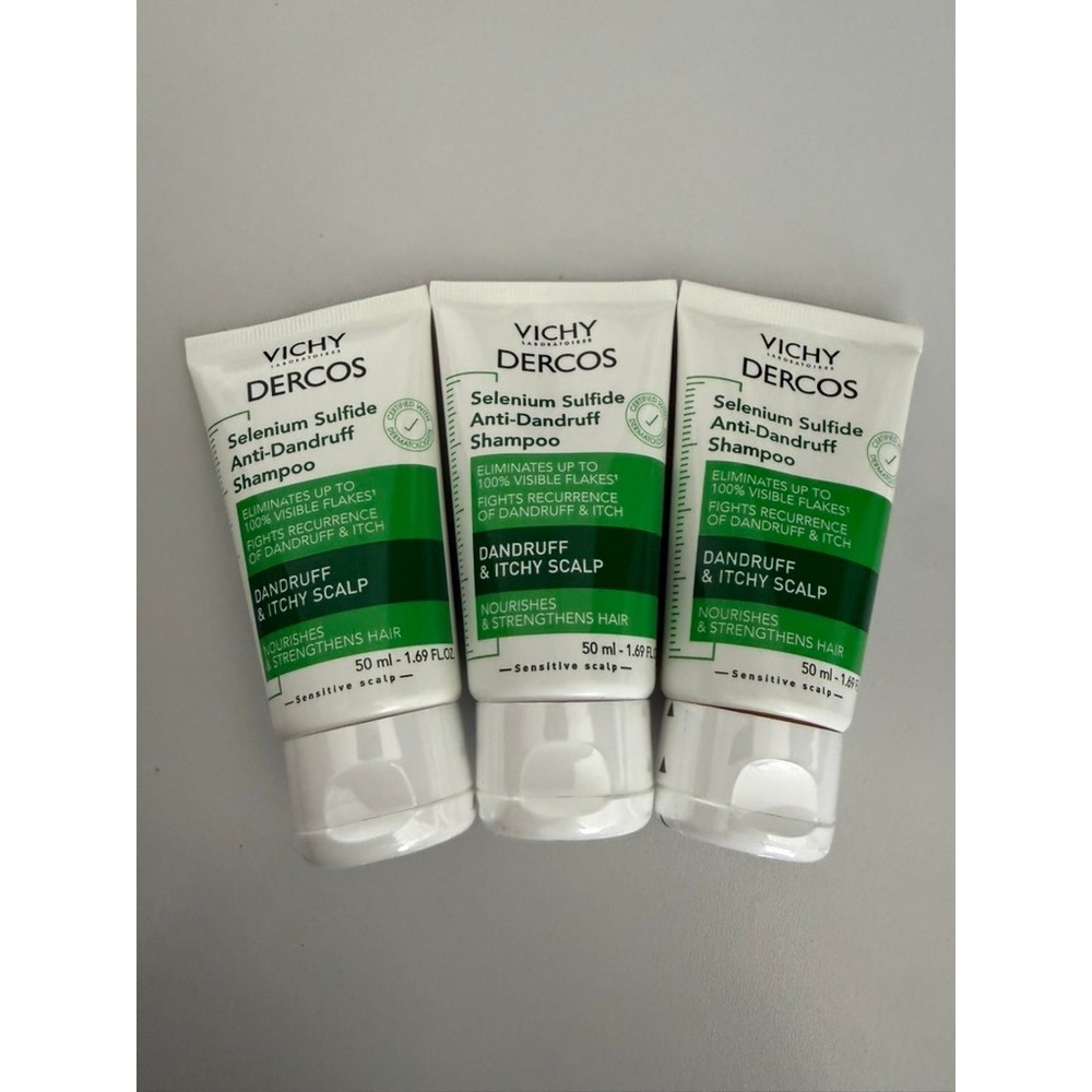 Vichy Dercos Selenium Sulfide Anti-Dandruff Shampoo 3 Pack 50ml Travel Size